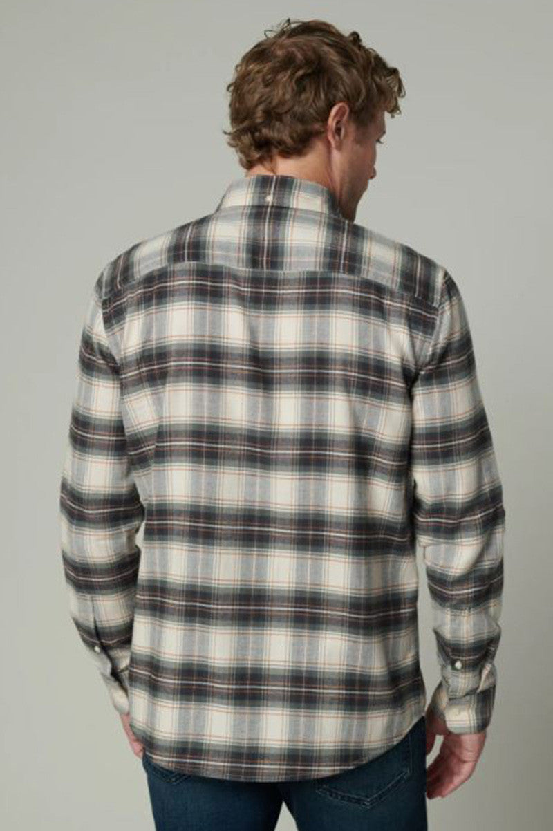 oliver flannel shirt in agave plaid back view