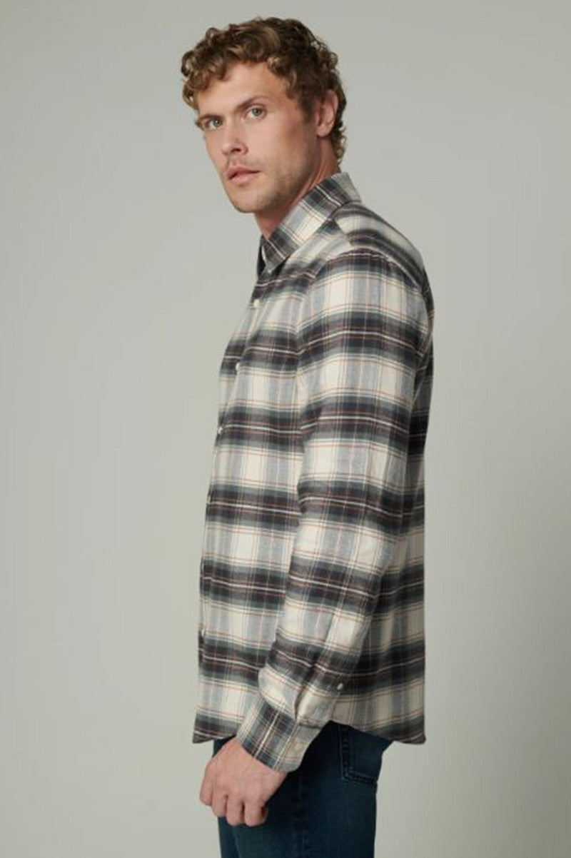 oliver flannel shirt in agave plaid side view