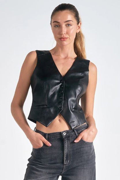 lala vest in black front view