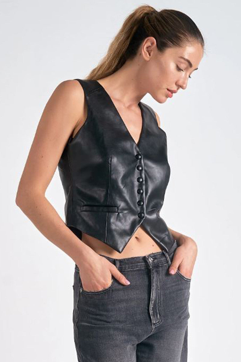 lala vest in black side view