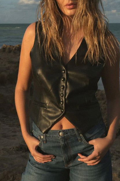 lala vest in black front view