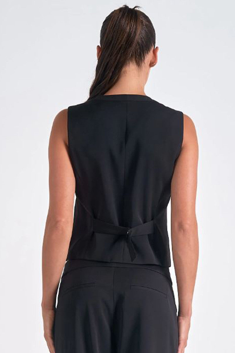 melaney vest in black back view