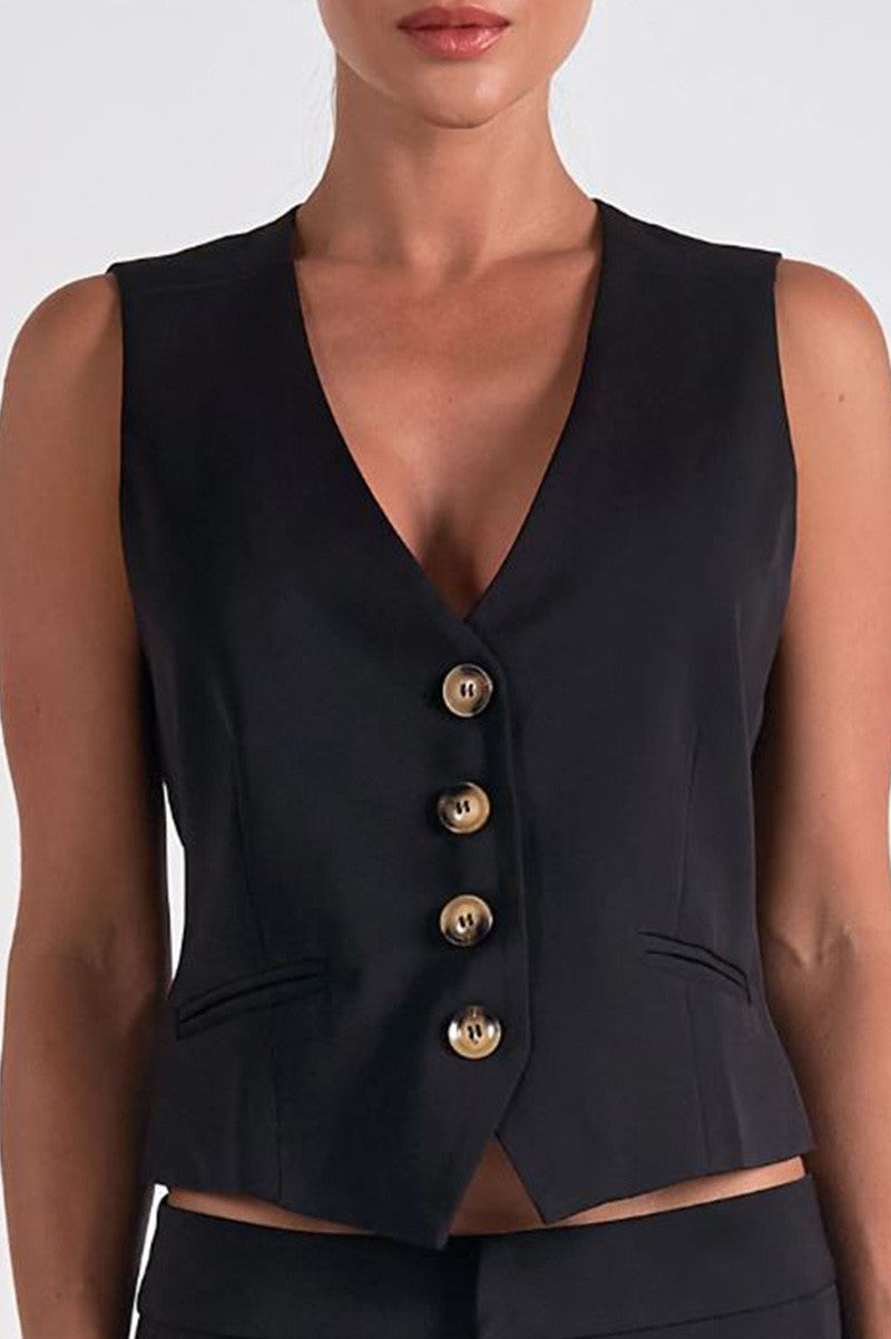 melaney vest in black front view