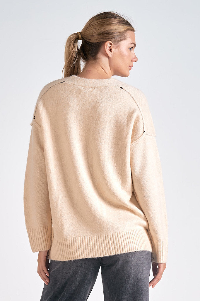 OVERSIZED CARDIGAN IN OFF WHITE BACK VIEW