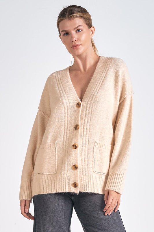 OVERSIZED CARDIGAN IN OFF WHITE FRONT VIEW