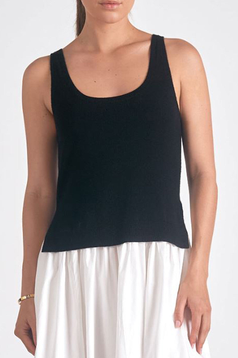 MIDI WOVEN/KNIT DRESS in black/white front view