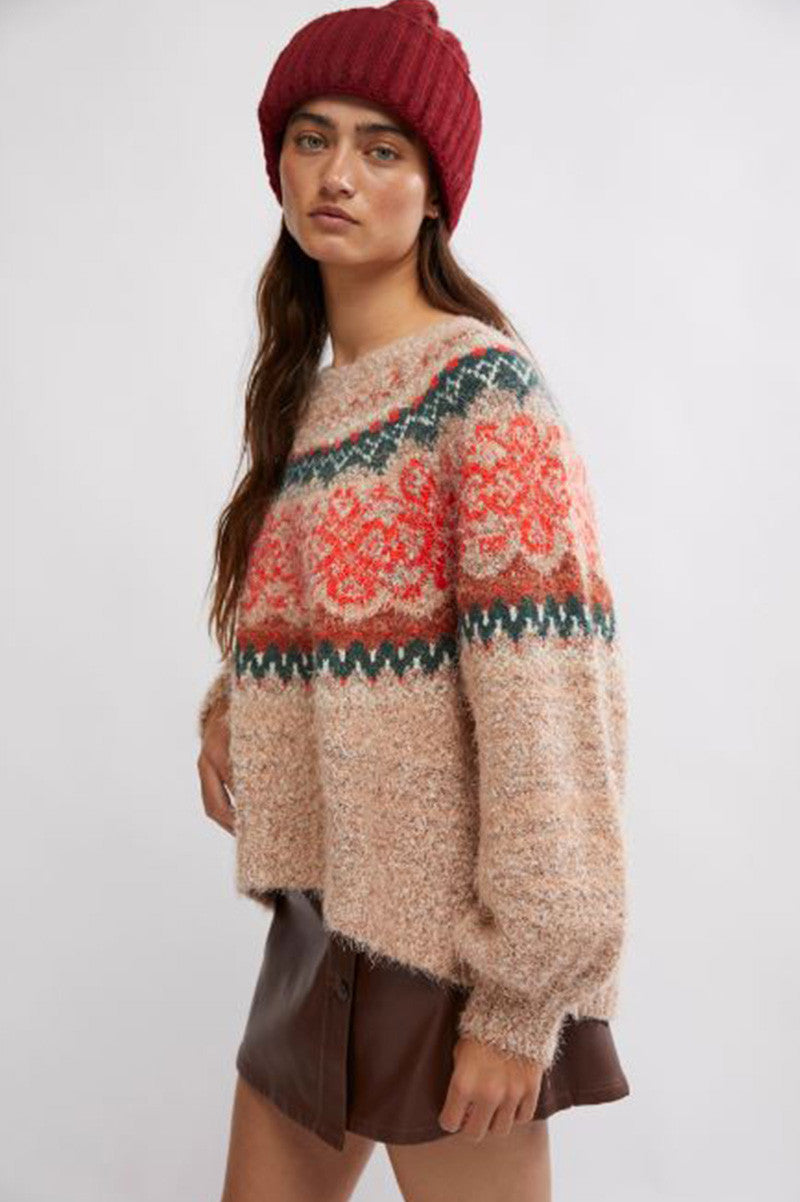festive frost sweater in festive frost combo side view