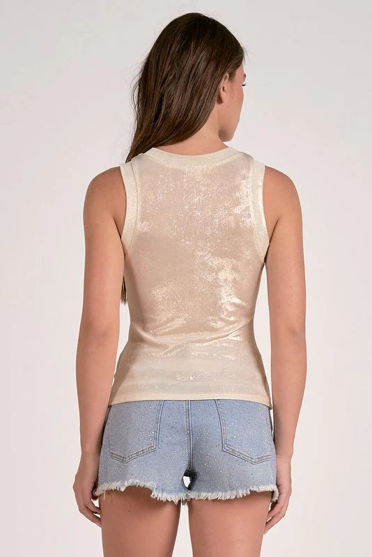 GLITTER TANK TOP IN WHITE BACK VIEW