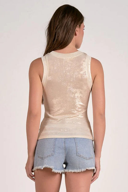 GLITTER TANK TOP IN WHITE BACK VIEW