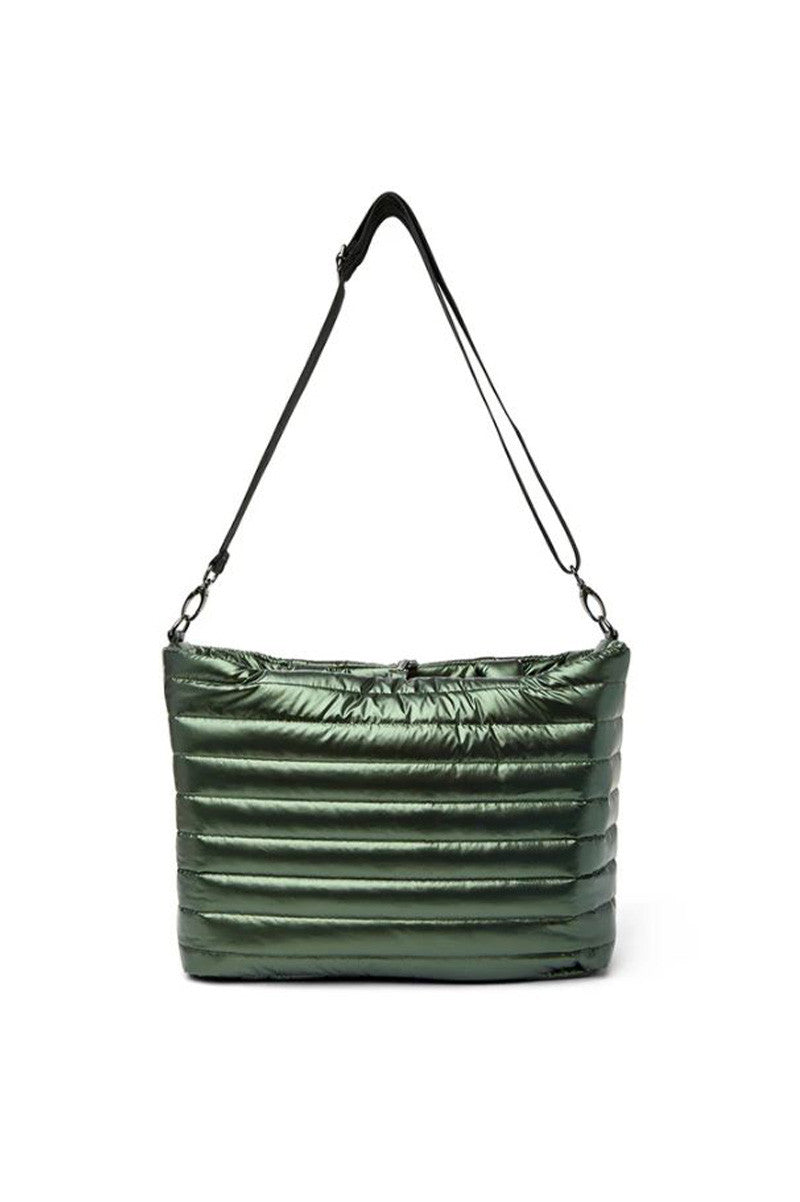 two faced reversible tote in pearl olive