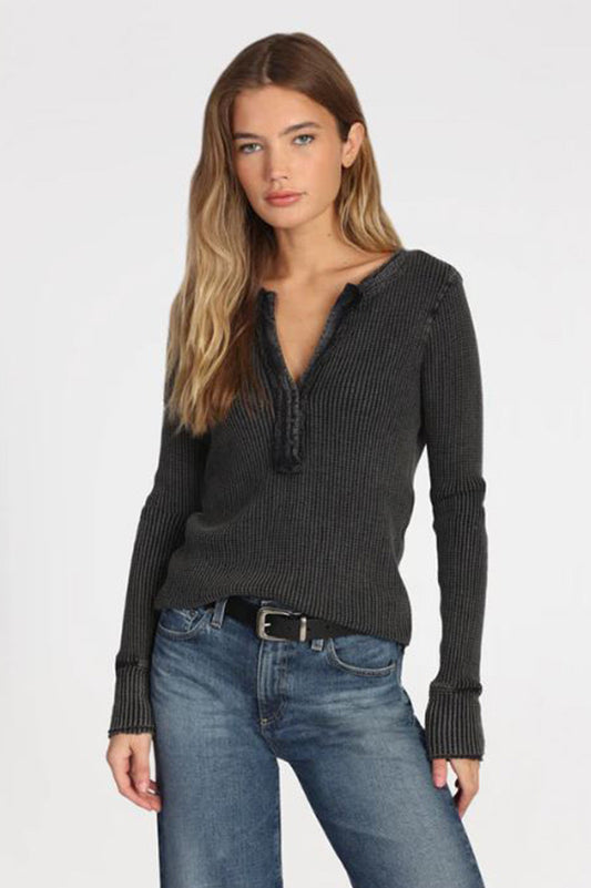 BROOKS BUTTON TOP in ranch black front view