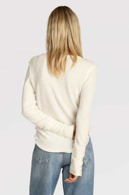 Riley top with snap detail in natural back view