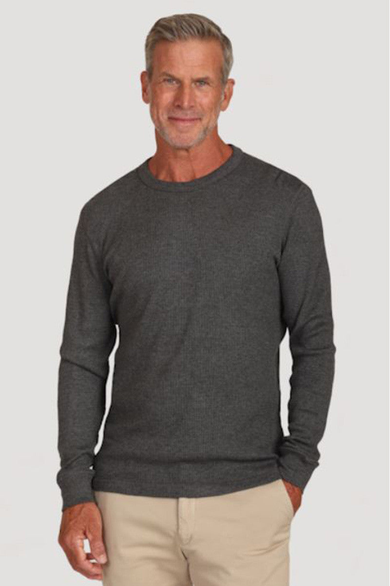 Whiskey waffle long sleeve crew in charcoal