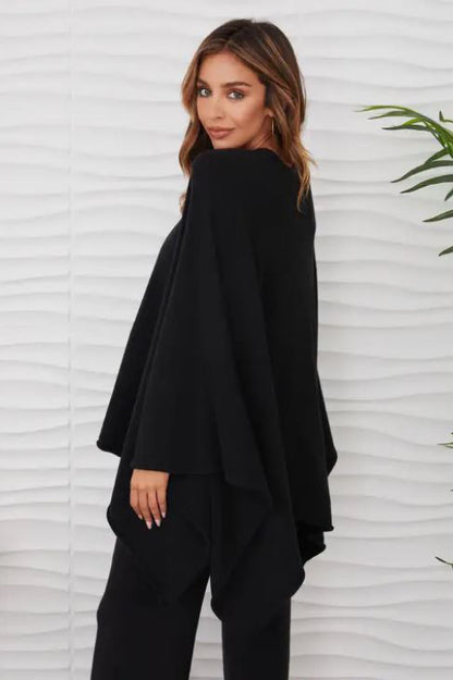Knit dolman open cardigan in black back view