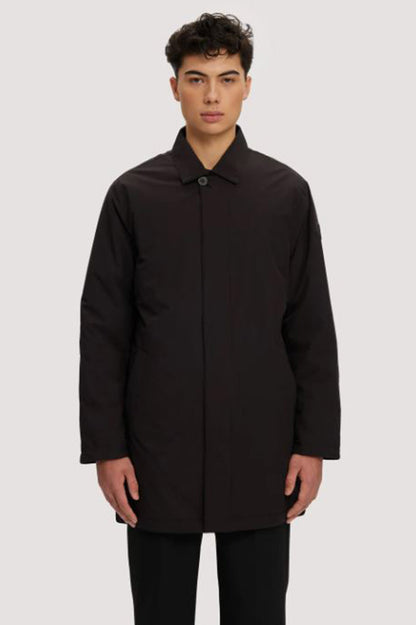 RYO MID LENGTH PUFFER in black front view