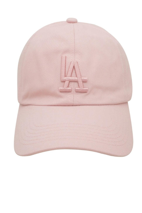 LA HAT cap in blush pink with blush LA logo