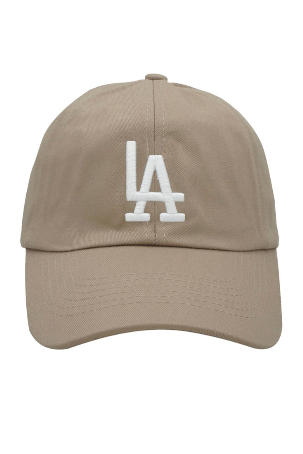 LA HAT baseball cap, taupe with white LA logo