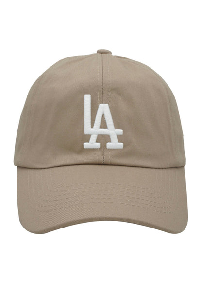 LA HAT baseball cap, taupe with white LA logo