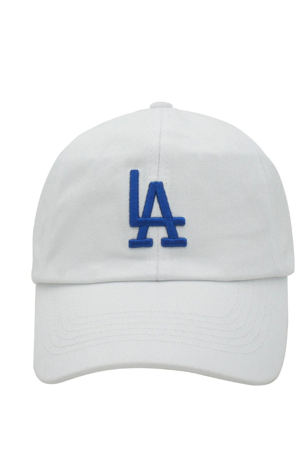 LA HAT cap in white with blue LA logo