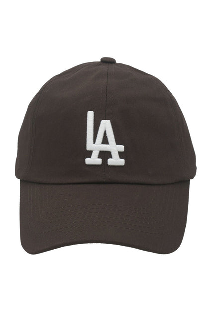 LA embroidered hat in brown