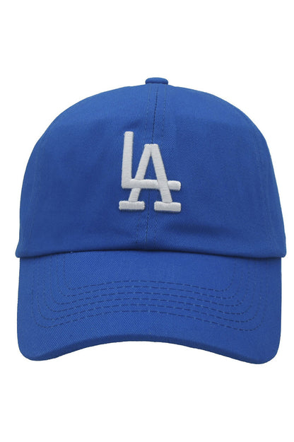 LA embroidered hat in royal blue