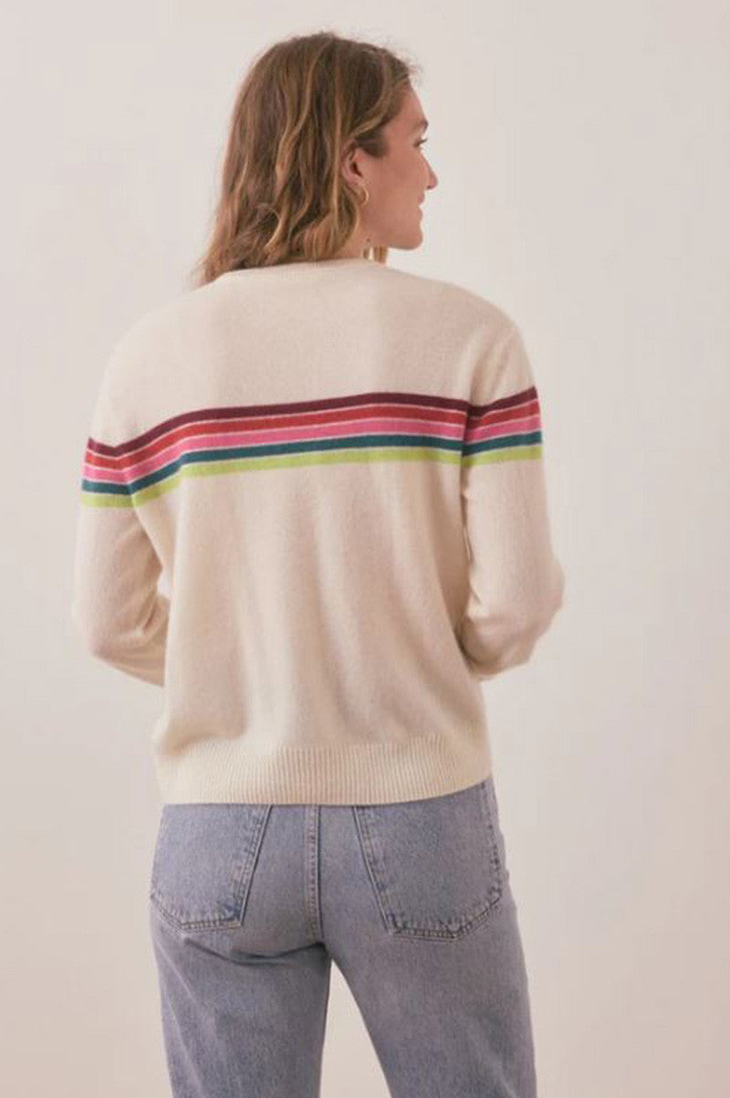 Harper Cashmere sweater in multi stripe back view