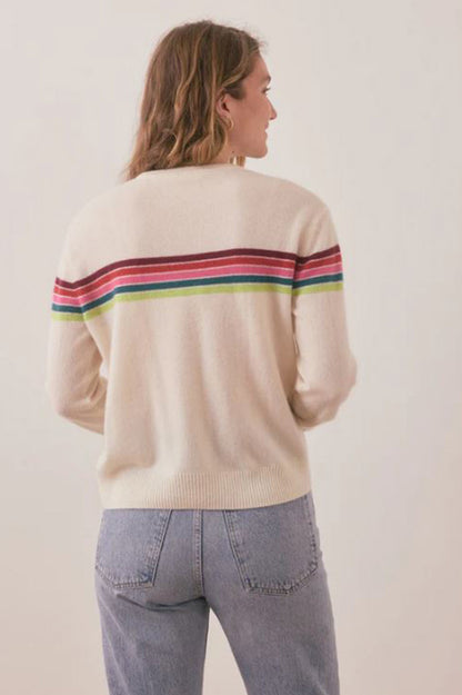 Harper Cashmere sweater in multi stripe back view