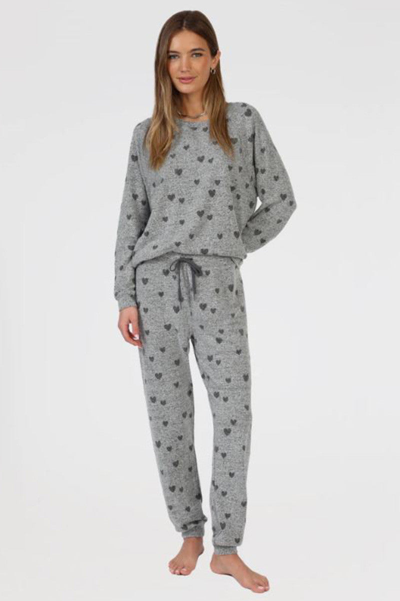 Cuddle up heart top in gray front view
