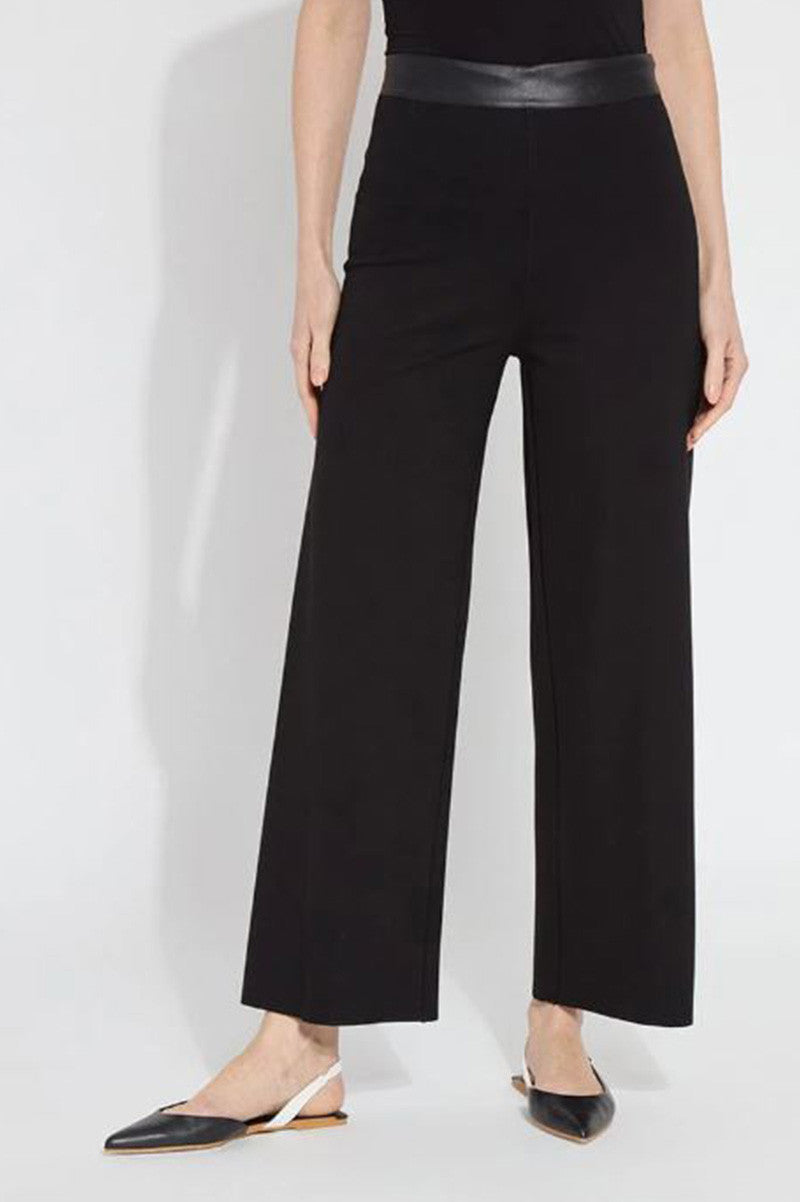 DENVER WIDE LEG PONTE 28" INSEAM in black front view
