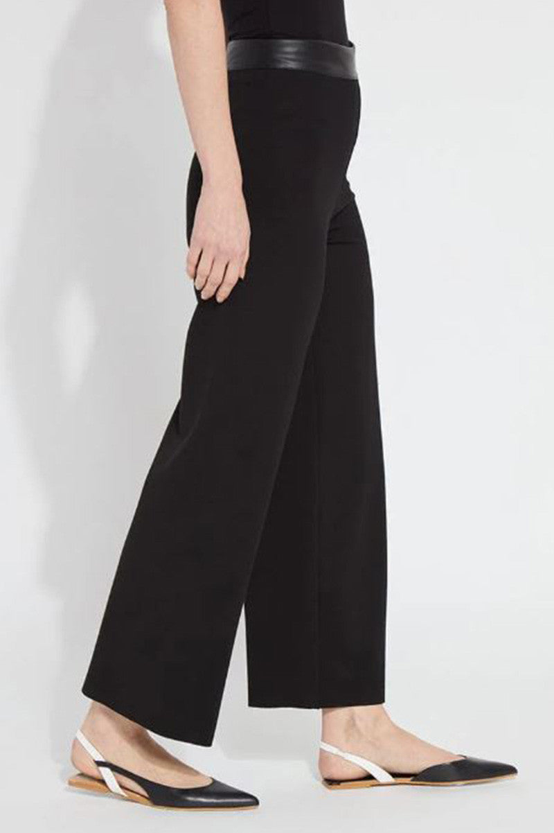 DENVER WIDE LEG PONTE 28" INSEAM in black side view