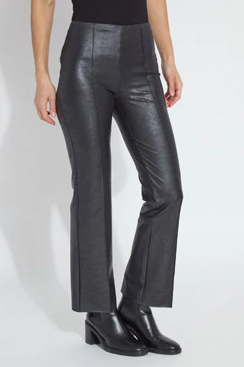 ELYSSE FOILED LEATHER PANT in black front view