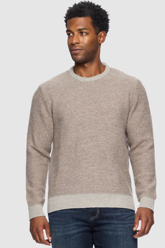 CORTEZ MERINO WOOL SWEATER in brown/grey front view