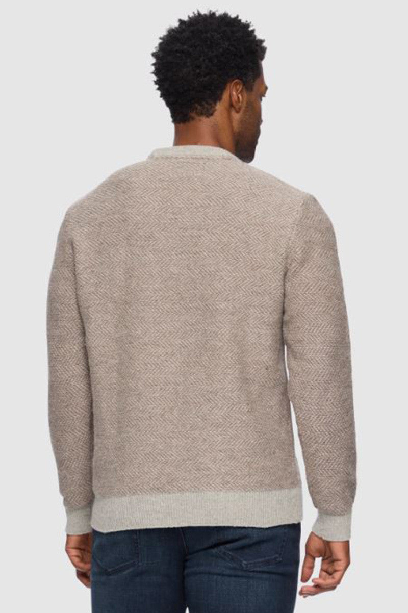 CORTEZ MERINO WOOL SWEATER in brown/grey back view