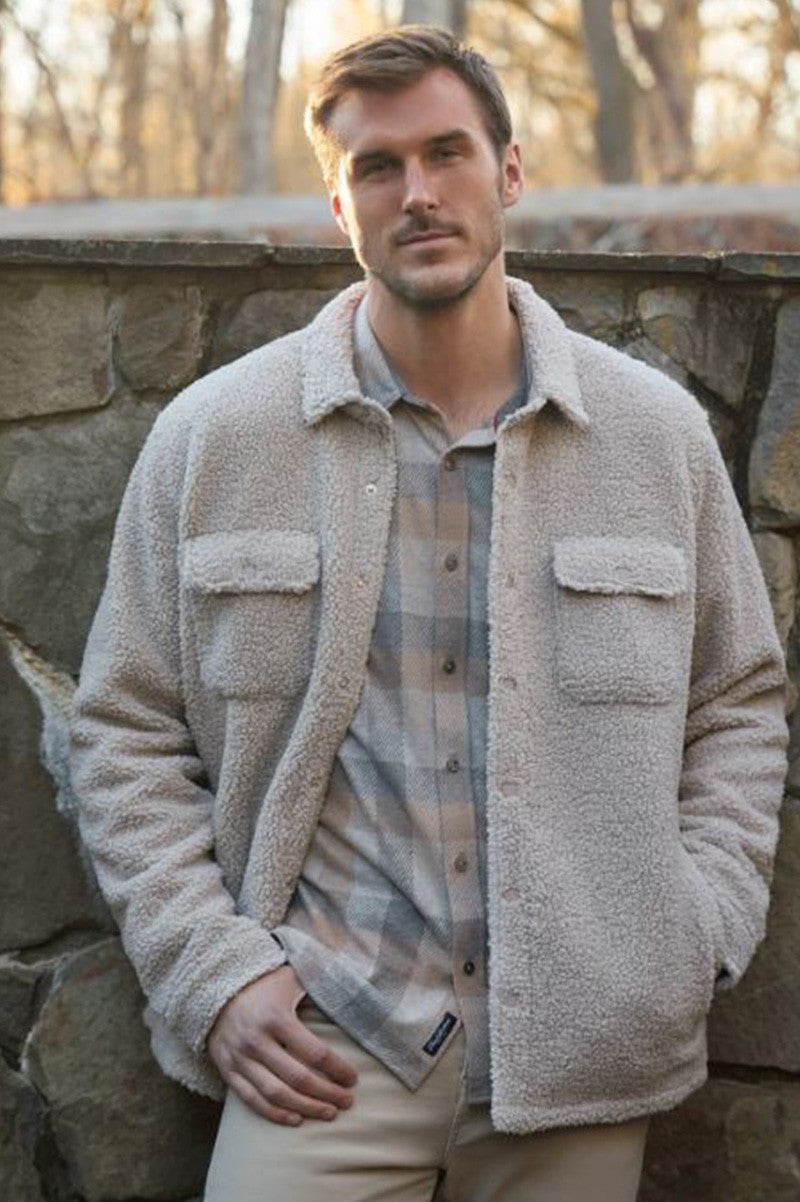 SCARSDALE FLEECE-LINED SHERPA SHIRT JACKET  in oatmeal front view