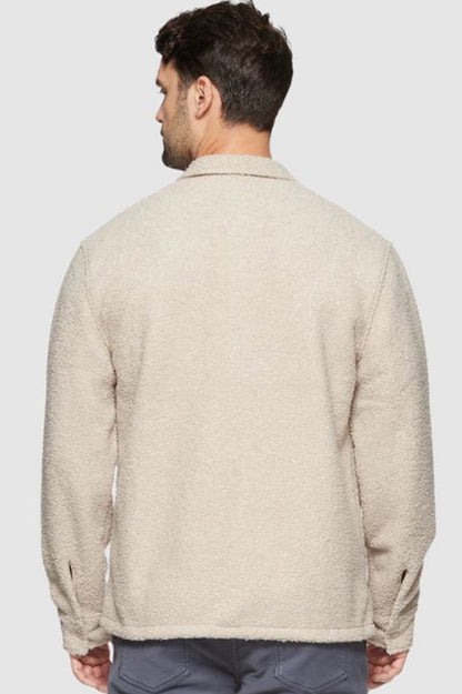 SCARSDALE FLEECE-LINED SHERPA SHIRT JACKET  in oatmeal back view