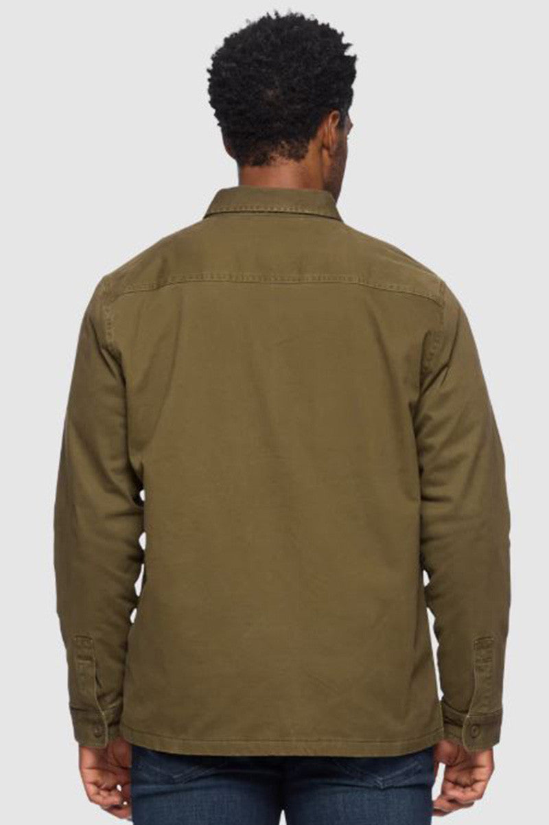 DUNN FLANNEL LINED JACKET in olive green back view