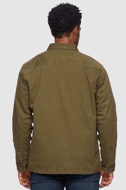 DUNN FLANNEL LINED JACKET in olive green back view