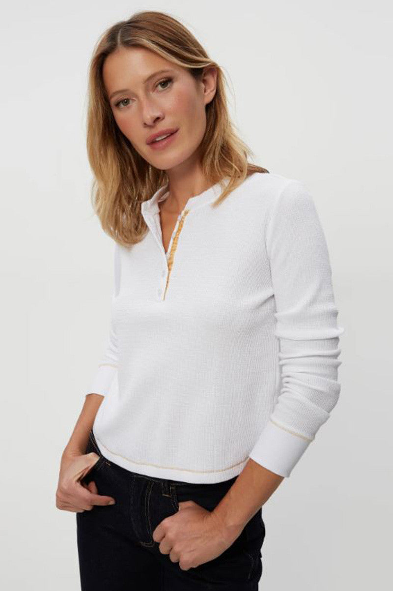 Lina Henley tee in white front view