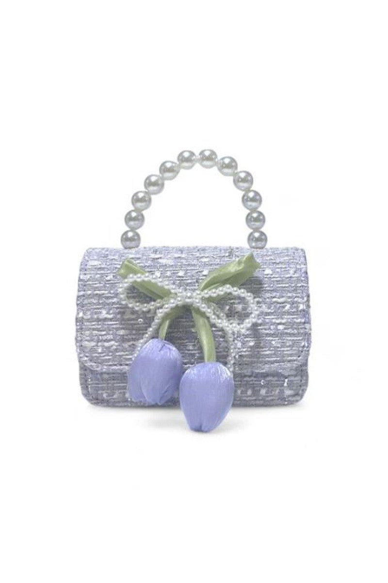 LILY & BOW TWEED PURSE in purple front view