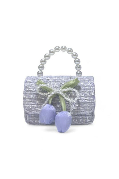LILY & BOW TWEED PURSE in purple front view