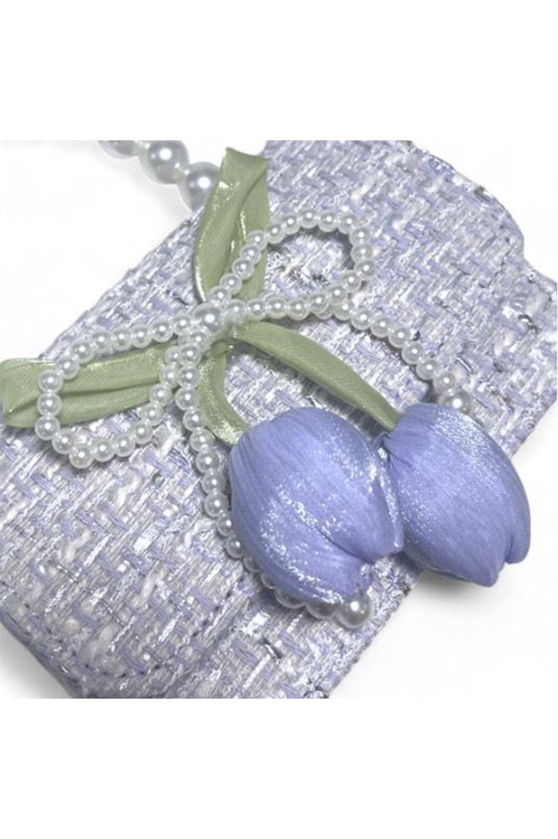 LILY & BOW TWEED PURSE in purple detail view