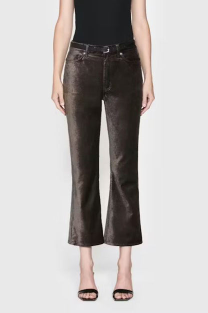 Le crop mini boot pant in comet velvet front view