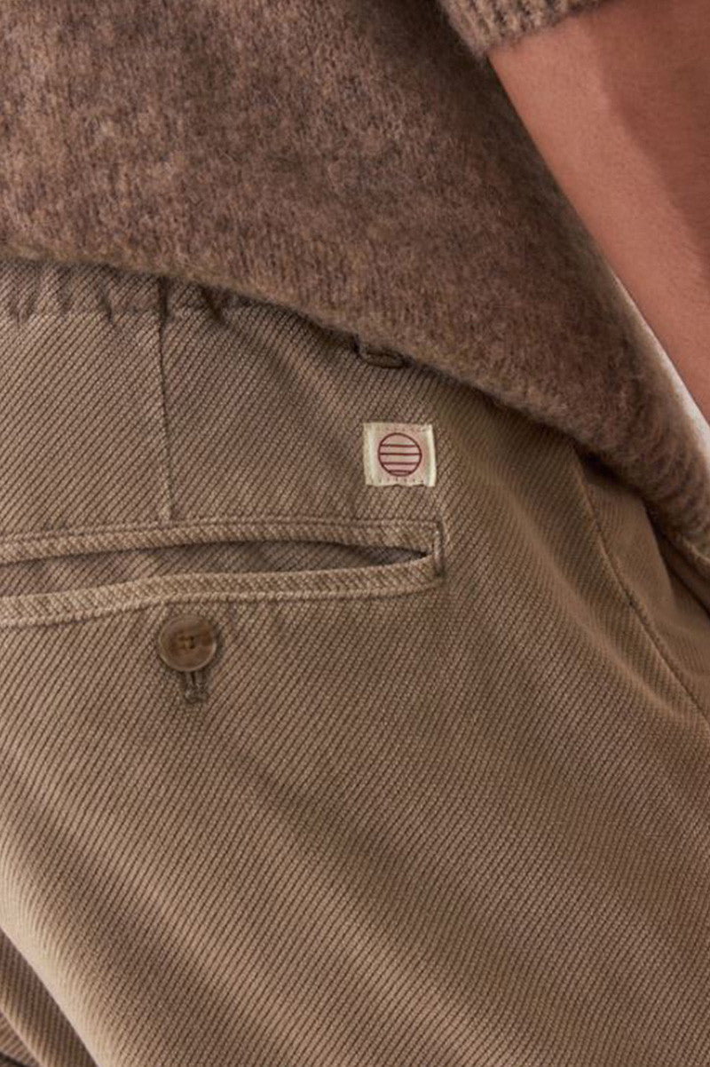 Saturday Moleskin chino in taupe back view