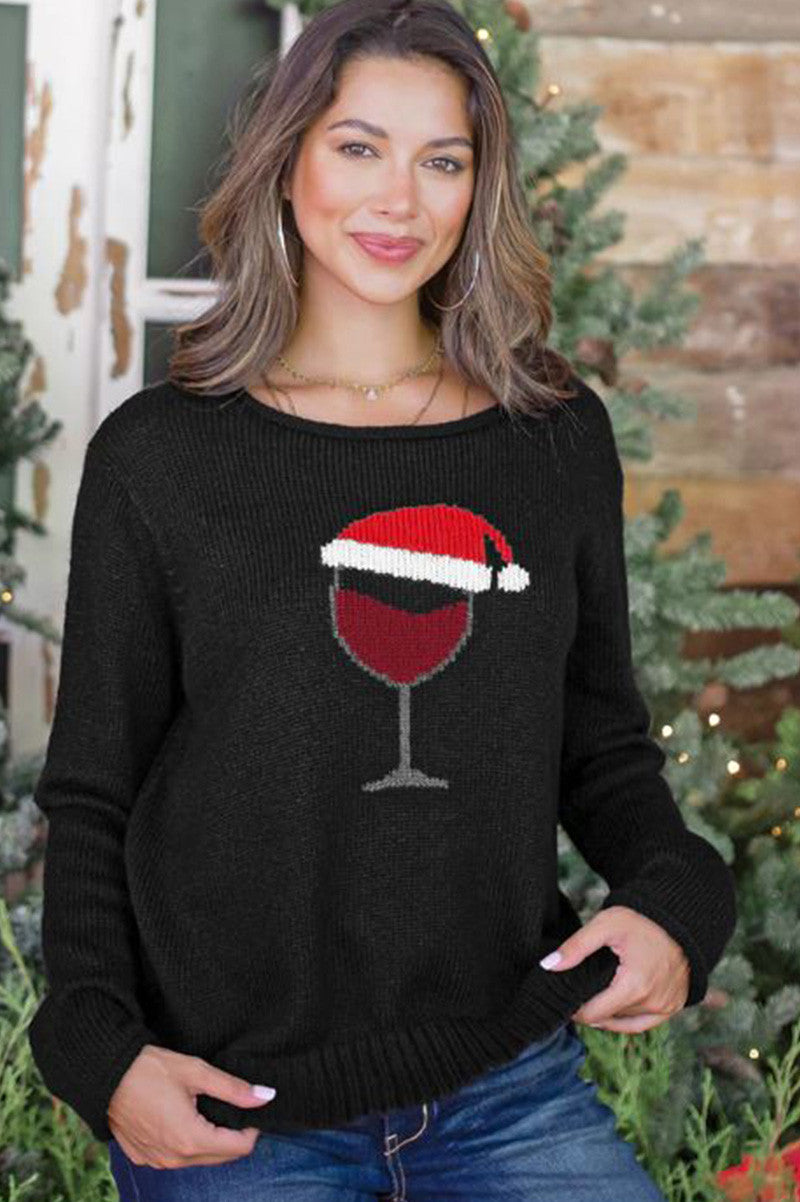 SANTA WINE CREW LIGHTWEIGHT in black