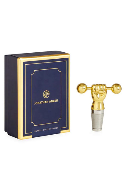 Barbell bottle stopper in brass with box