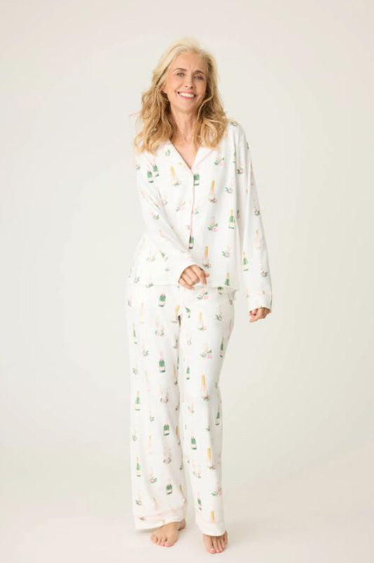 Breakfast pajama set in ivory front view