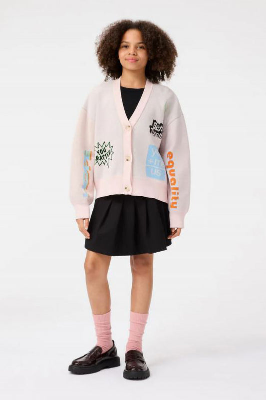 Gilly knitted cardigan in speak up front view