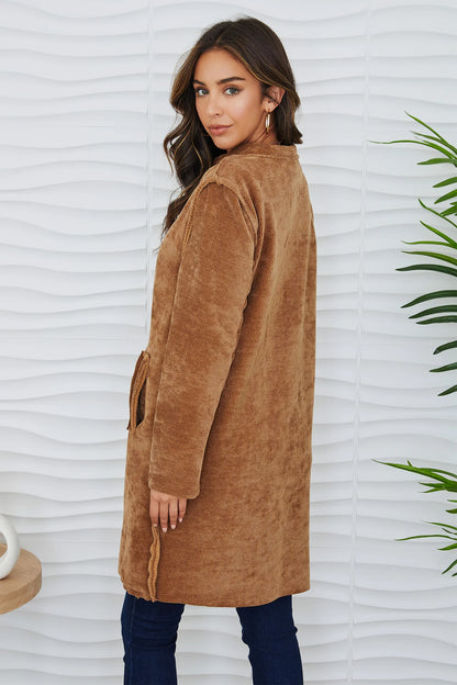 COZY CORDUROY MID JACKET IN CAMEL BACK VIEW