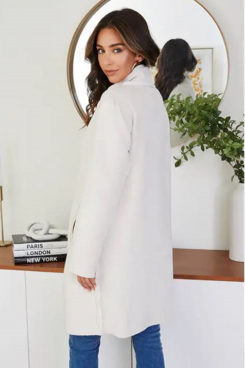 Cozy Corduroy Mid Jacket in beige back view