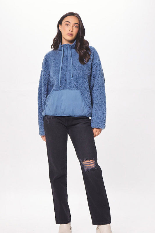 Fleece half zip in blue